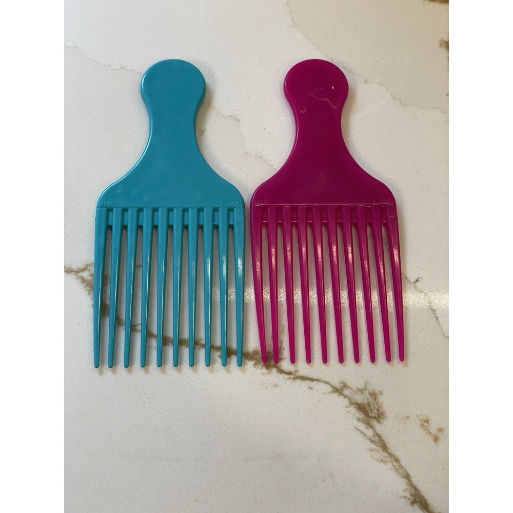Vintage Goody Hair Pick Comb Lift Lot of 2 Teal Pink Classic Retro 1990s USA